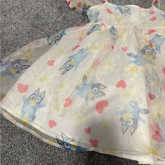 Bluey Theme Heart Accent Fancy Party Dress Sz S (6-7) - Picture 4 of 5